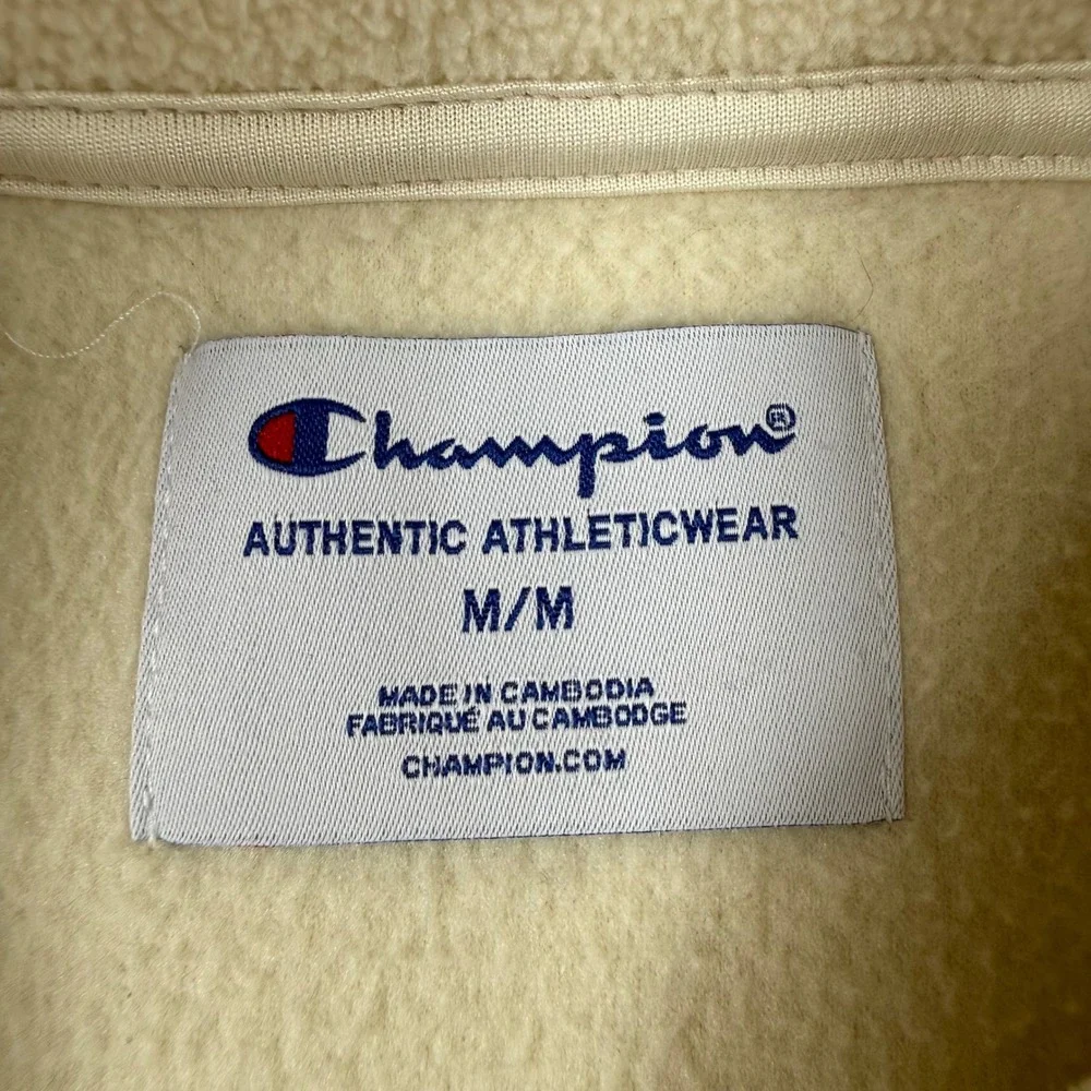 Champion Sweatshirt Womens Medium Cream Fleece Pullover T Snap Cozy Outdoors - Picture 4 of 10